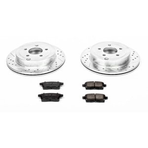Ford Edge Brake Kit - Rear - PowerStop - Drilled & Slotted Rotors + Carbon-Fiber Ceramic Pads - `07-`10