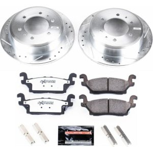Hummer H3 Brake Kit - Rear - PowerStop - Drilled & Slotted Rotors + Carbon-Fiber Ceramic Pads - `06-`10