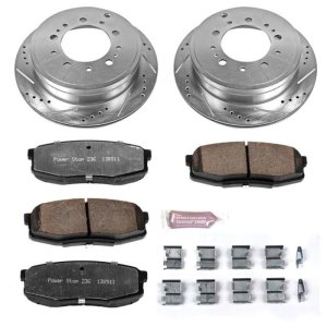 Lexus LX570 Brake Kit - Rear - PowerStop - Drilled & Slotted Rotors + Carbon-Fiber Ceramic Pads - `08-`11