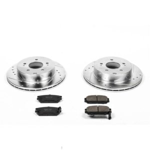 Mitsubishi Eclipse Brake Kit - Rear - PowerStop - Drilled & Slotted Rotors + Carbon-Fiber Ceramic Pads - `06-`12