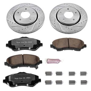 Chrysler Town & Country Brake Kit - Front - PowerStop - Drilled & Slotted Rotors + Carbon-Fiber Ceramic Pads - `08-`16