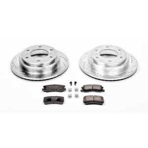 Mitsubishi Montero Brake Kit - Rear - PowerStop - Drilled & Slotted Rotors + Carbon-Fiber Ceramic Pads - `01-`06