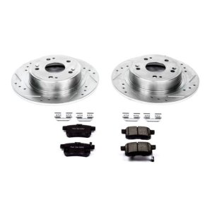 Acura TSX Brake Kit - Rear - PowerStop - Drilled & Slotted Rotors + Carbon-Fiber Ceramic Pads - `09-`10