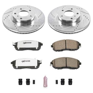 INFINITI G35 Brake Kit - Front - PowerStop - Drilled & Slotted Rotors + Carbon-Fiber Ceramic Pads - `03-`05