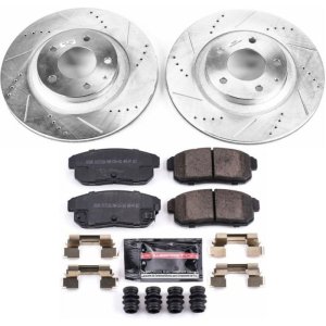 Mazda RX-8 Brake Kit - Rear - PowerStop - Drilled & Slotted Rotors + Carbon-Fiber Ceramic Pads - `04-`11