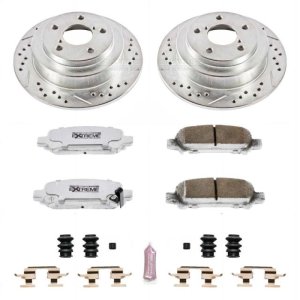 Subaru Forester Brake Kit - Rear - PowerStop - Drilled & Slotted Rotors + Carbon-Fiber Ceramic Pads - `98-`03