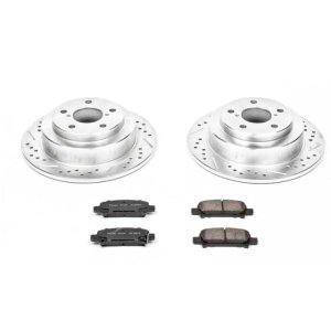 Subaru Forester Brake Kit - Rear - PowerStop - Drilled & Slotted Rotors + Carbon-Fiber Ceramic Pads - `98-`03