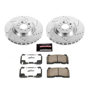 Volvo S60 Brake Kit - Front - PowerStop - Drilled & Slotted Rotors + Carbon-Fiber Ceramic Pads - `04-`07