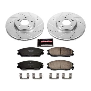 Hyundai XG350 Brake Kit - Front - PowerStop - Z23 Evolution Sport Upgrade Kit: Drilled & Slotted Rotors + Carbon-Fiber Ceramic Pads - `03-`05