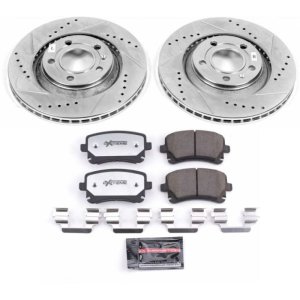 Audi S4 Brake Kit - Rear - PowerStop - Drilled & Slotted Rotors + Carbon-Fiber Ceramic Pads - `04-`09