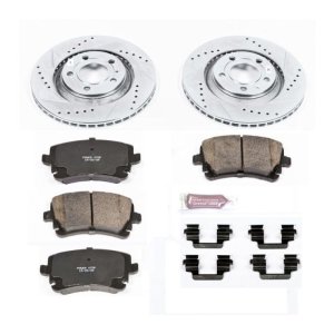 Audi S4 Brake Kit - Rear - PowerStop - Drilled & Slotted Rotors + Carbon-Fiber Ceramic Pads - `04-`09