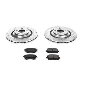 Audi A6 Quattro Brake Kit - Rear - PowerStop - Drilled & Slotted Rotors + Carbon-Fiber Ceramic Pads - `05-`11