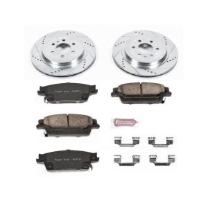 Cadillac SRX Brake Kit - Rear - PowerStop - Drilled & Slotted Rotors + Carbon-Fiber Ceramic Pads - `04-`09