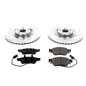 Audi A6 Quattro Brake Kit - Front - PowerStop - Z23 Evolution Sport with Drilled & Slotted Rotors + Carbon-Fiber Ceramic Pads - `09-`11