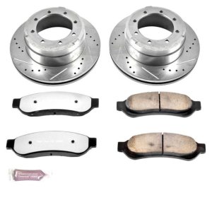 Ford F-350 Super Duty Brake Kit - Rear - PowerStop - Drilled & Slotted Rotors + Carbon-Fiber Ceramic Pads - `05-`10