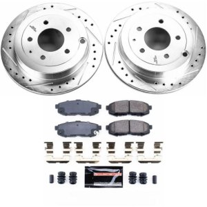 Mazda MPV Brake Kit - Rear - PowerStop - Drilled & Slotted Rotors + Carbon-Fiber Ceramic Pads - `04-`06