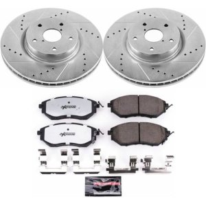 Subaru Tribeca Brake Kit - Front - PowerStop - Drilled & Slotted Rotors + Carbon-Fiber Ceramic Pads - `06-`07