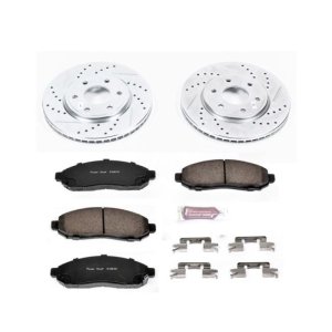 Nissan Frontier Brake Kit - Front - PowerStop - Drilled & Slotted Rotors + Carbon-Fiber Ceramic Pads - `05-`18