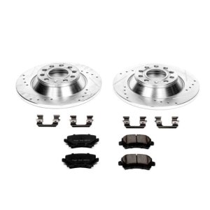 Audi A6 Brake Kit - Rear - PowerStop - Drilled & Slotted Rotors + Carbon-Fiber Ceramic Pads - `05-`11