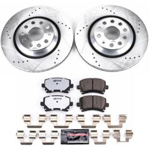 Volkswagen CC Brake Kit - Rear - PowerStop - Drilled & Slotted Rotors + Carbon-Fiber Ceramic Pads - `09-`17