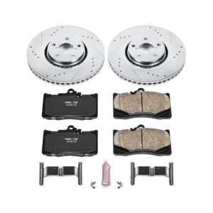 Lexus GS350 Brake Kit - Front - PowerStop - Drilled & Slotted Rotors + Carbon-Fiber Ceramic Pads - `07-`11