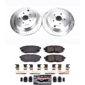 Subaru Tribeca Brake Kit - Rear - PowerStop - Drilled & Slotted Rotors + Carbon-Fiber Ceramic Pads - `06-`07