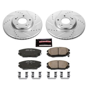 Hyundai Azera Brake Kit - Front - PowerStop - Drilled & Slotted Rotors + Carbon-Fiber Ceramic Pads - `06-`11