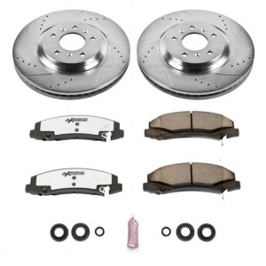 Buick Allure Brake Kit - Front - PowerStop - Drilled & Slotted Rotors + Carbon-Fiber Ceramic Pads - `08-`09