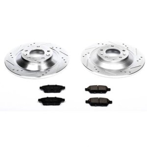 Mazda 6 Brake Kit - Rear - PowerStop - Drilled & Slotted Rotors + Carbon-Fiber Ceramic Pads - `06-`07