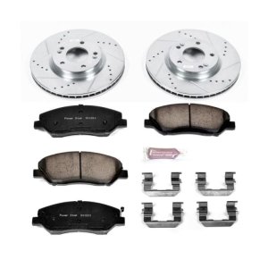 Hyundai Santa Fe Brake Kit - Front - PowerStop - Z23 Evolution Sport - Drilled & Slotted Rotors + Carbon-Fiber Ceramic Pads - `07-`09