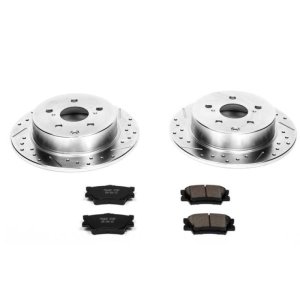 Pontiac Vibe Brake Kit - Rear - PowerStop - Drilled & Slotted Rotors + Carbon-Fiber Ceramic Pads - `09-`10