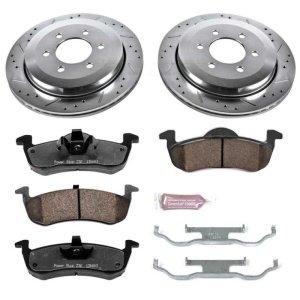 Ford Expedition Brake Kit - Rear - PowerStop - Drilled & Slotted Rotors + Carbon-Fiber Ceramic Pads - `07-`17