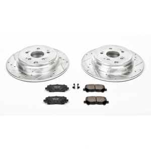 Acura MDX Brake Kit - Rear - PowerStop - Drilled & Slotted Rotors + Carbon-Fiber Ceramic Pads - `07-`13