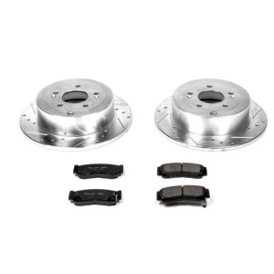 Hyundai Santa Fe Brake Kit - Rear - PowerStop - Drilled & Slotted Rotors + Carbon-Fiber Ceramic Pads - `07-`09