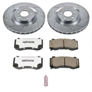 Dodge Magnum Brake Kit - Front - PowerStop - Drilled & Slotted Rotors + Carbon-Fiber Ceramic Pads - `06-`08