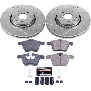 Volvo S60 Brake Kit - Front - PowerStop - Drilled & Slotted Rotors + Carbon-Fiber Ceramic Pads - `15-`18