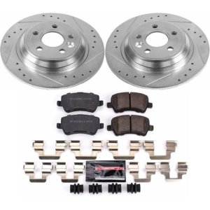 Volvo S60 Brake Kit - Rear - PowerStop - Drilled & Slotted Rotors + Carbon-Fiber Ceramic Pads - `11-`18