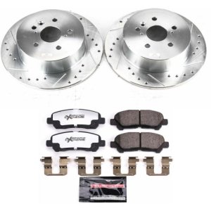 Toyota Highlander Brake Kit - Rear - PowerStop - Drilled & Slotted Rotors + Carbon-Fiber Ceramic Pads - `08-`13
