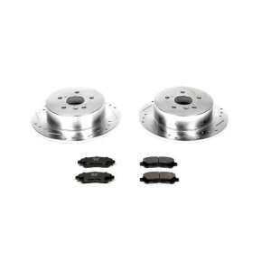 Toyota Highlander Brake Kit - Rear - PowerStop - Drilled & Slotted Rotors + Carbon-Fiber Ceramic Pads - `08-`13