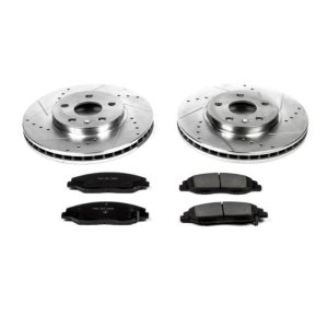 Cadillac CTS Brake Kit - Front - PowerStop - Drilled & Slotted Rotors + Carbon-Fiber Ceramic Pads - `08-`14