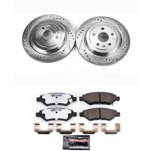 Cadillac CTS Brake Kit - Rear - PowerStop - Drilled & Slotted Rotors + Carbon-Fiber Ceramic Pads + Stainless-Steel Hardware - `08-`14