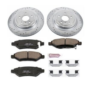 Cadillac CTS Brake Kit - Rear - PowerStop - Drilled & Slotted Rotors + Carbon-Fiber Ceramic Pads - `08-`14