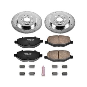 Ford Edge Brake Kit - Rear - PowerStop - Drilled & Slotted Rotors + Carbon-Fiber Ceramic Pads - `11-`15