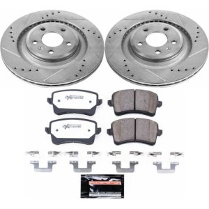 Audi S4 Brake Kit - Rear - PowerStop - Drilled & Slotted Rotors + Carbon-Fiber Ceramic Pads - `10-`11