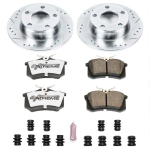 Audi A6 Quattro Brake Kit - Rear - PowerStop - Drilled & Slotted Rotors + Carbon-Fiber Ceramic Pads - `99-`04