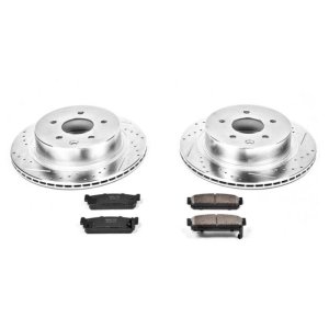 Infiniti M45 Brake Kit - Rear - PowerStop - Drilled & Slotted Rotors + Carbon-Fiber Ceramic Pads - `03-`04