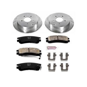 Buick Rendezvous Brake Kit - Rear - PowerStop - Drilled & Slotted Rotors + Carbon-Fiber Ceramic Pads - `02-`07