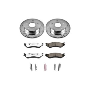 Dodge Ram 1500 Brake Kit - Front - PowerStop - Drilled & Slotted Rotors + Carbon-Fiber Ceramic Pads - `00-`01