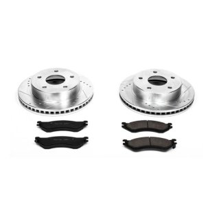Dodge Ram 1500 Brake Kit - Front - PowerStop - Drilled & Slotted Rotors + Carbon-Fiber Ceramic Pads - `00-`01