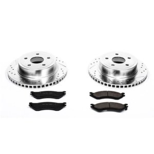 Dodge Ram 1500 Brake Kit - Rear - PowerStop - Drilled & Slotted Rotors + Carbon-Fiber Ceramic Pads - `04-`06